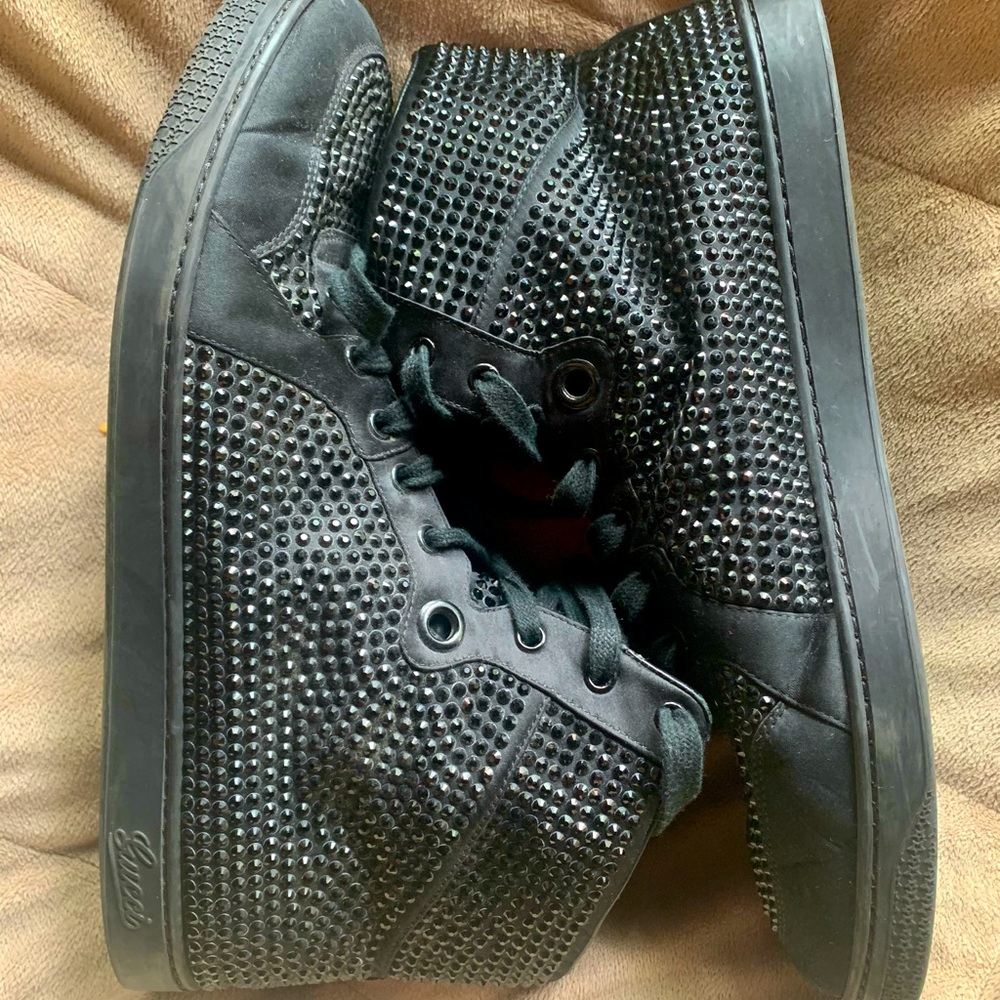 GUCCI Men's Black Crystal Stud High-Tops